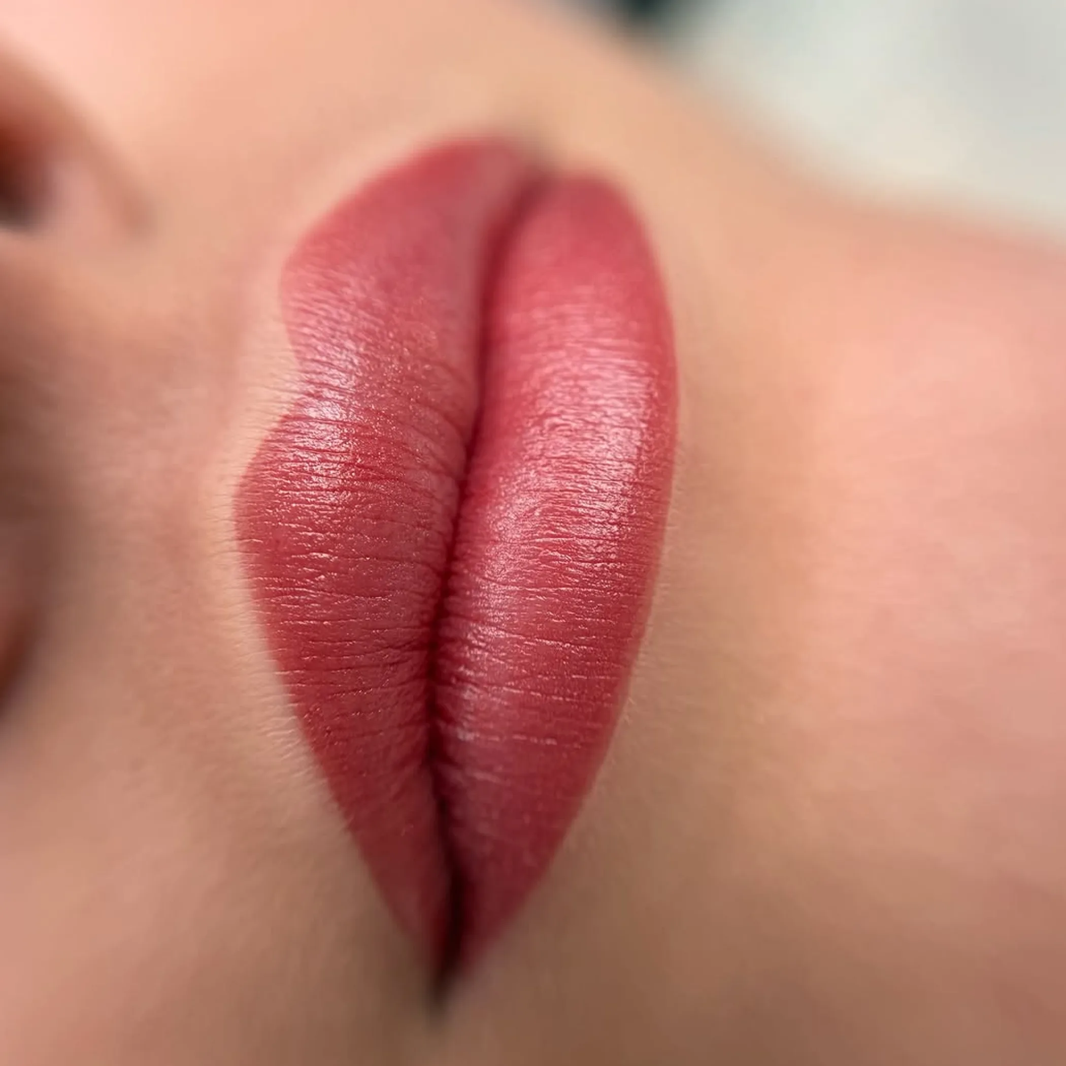 close-up of lips with lip blush enhancement