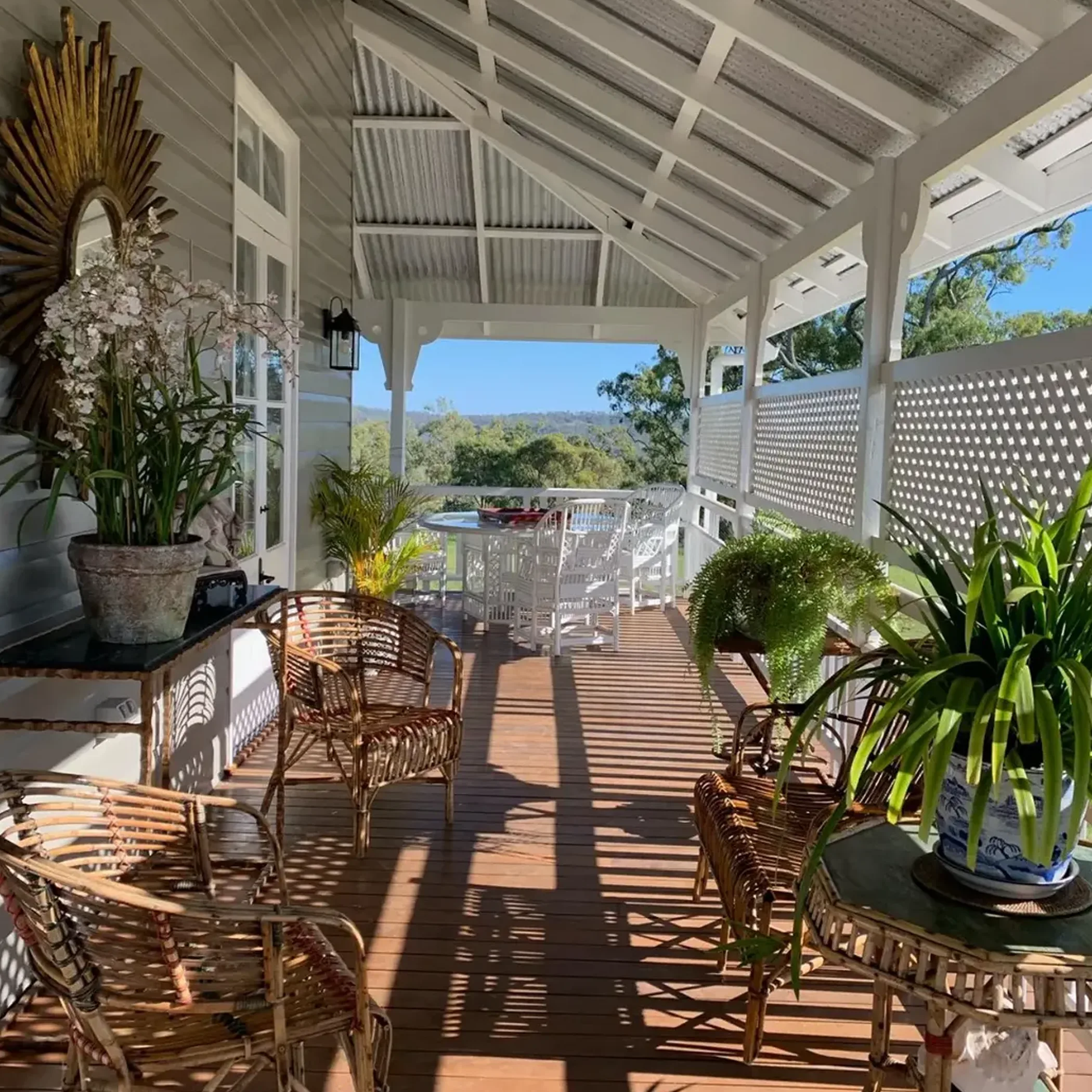 well-maintained verandah with pergola seating