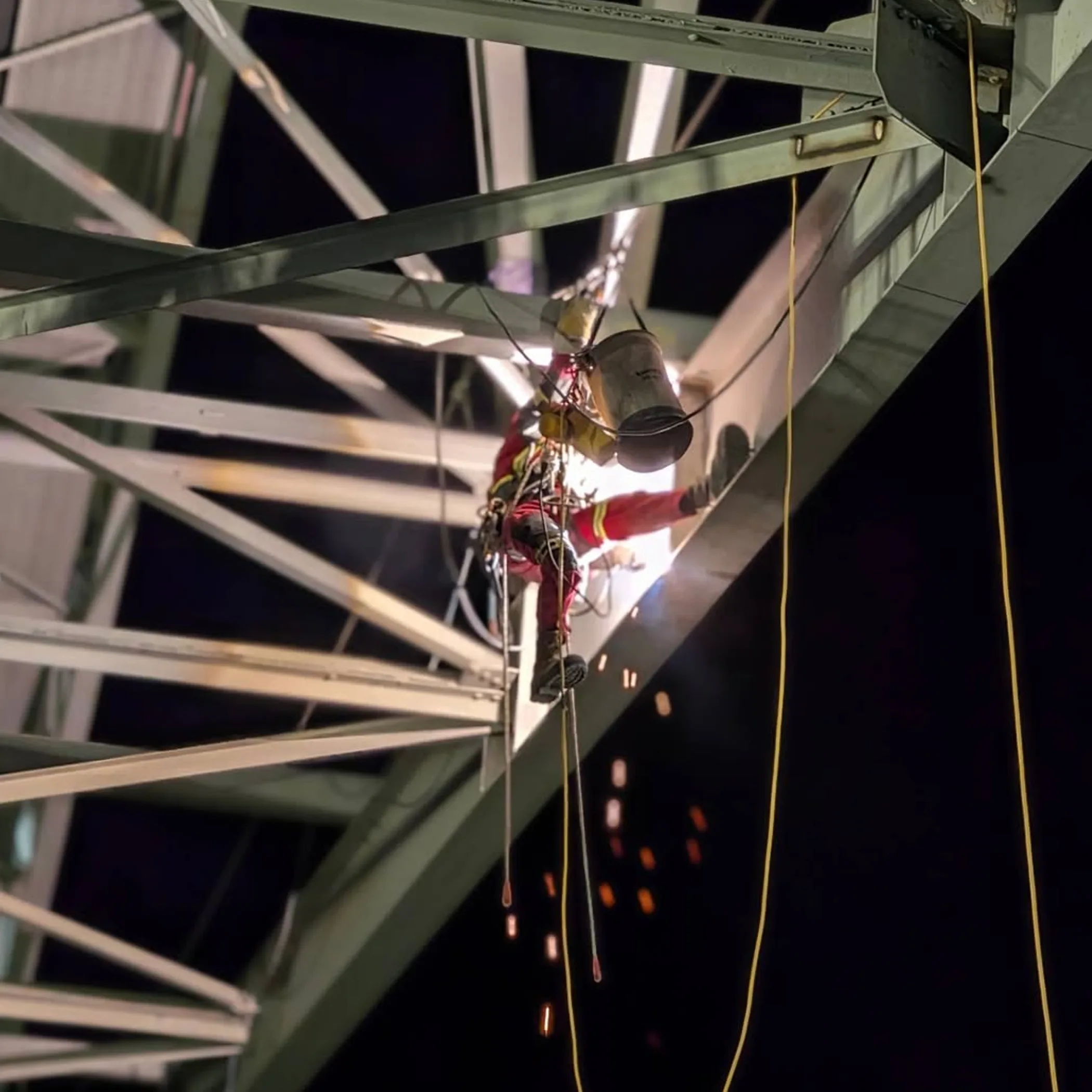 rope-access technician on commercial tower