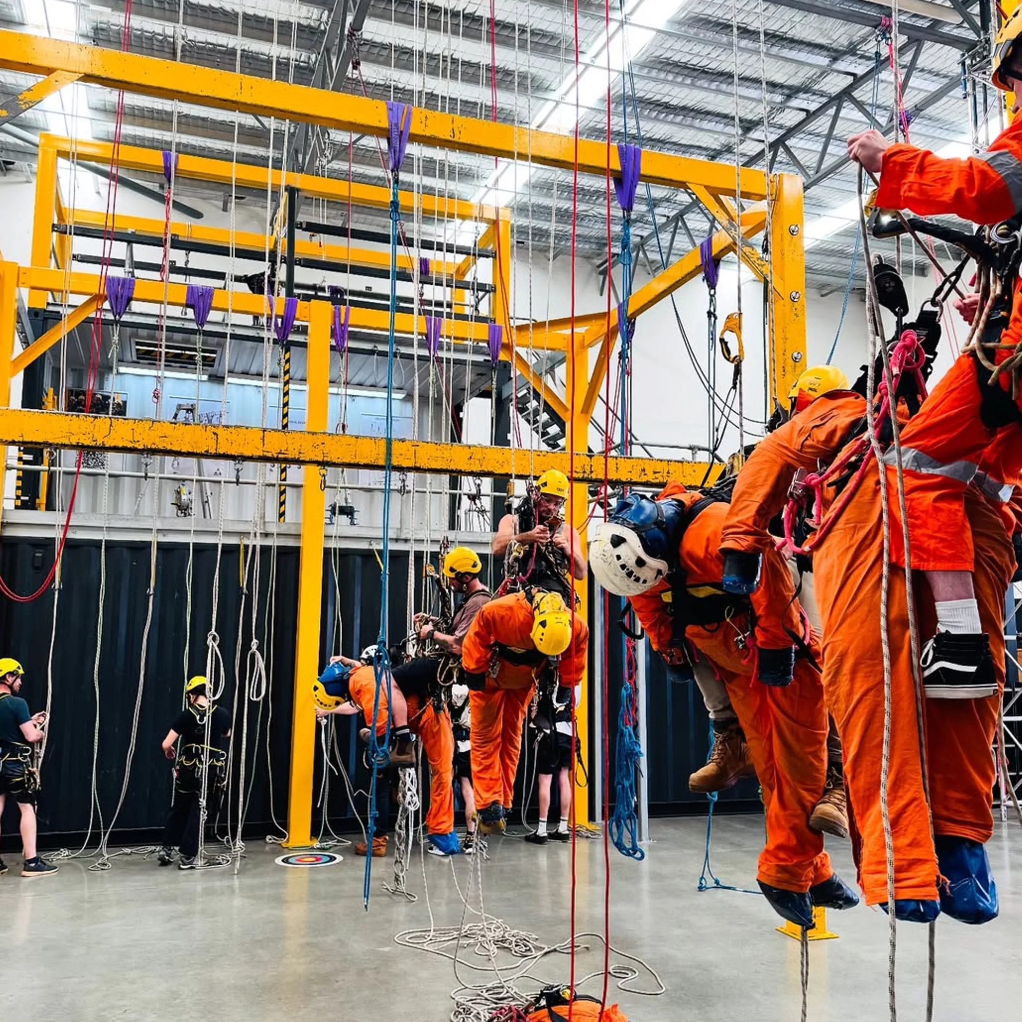 rope-access workers training in facility
