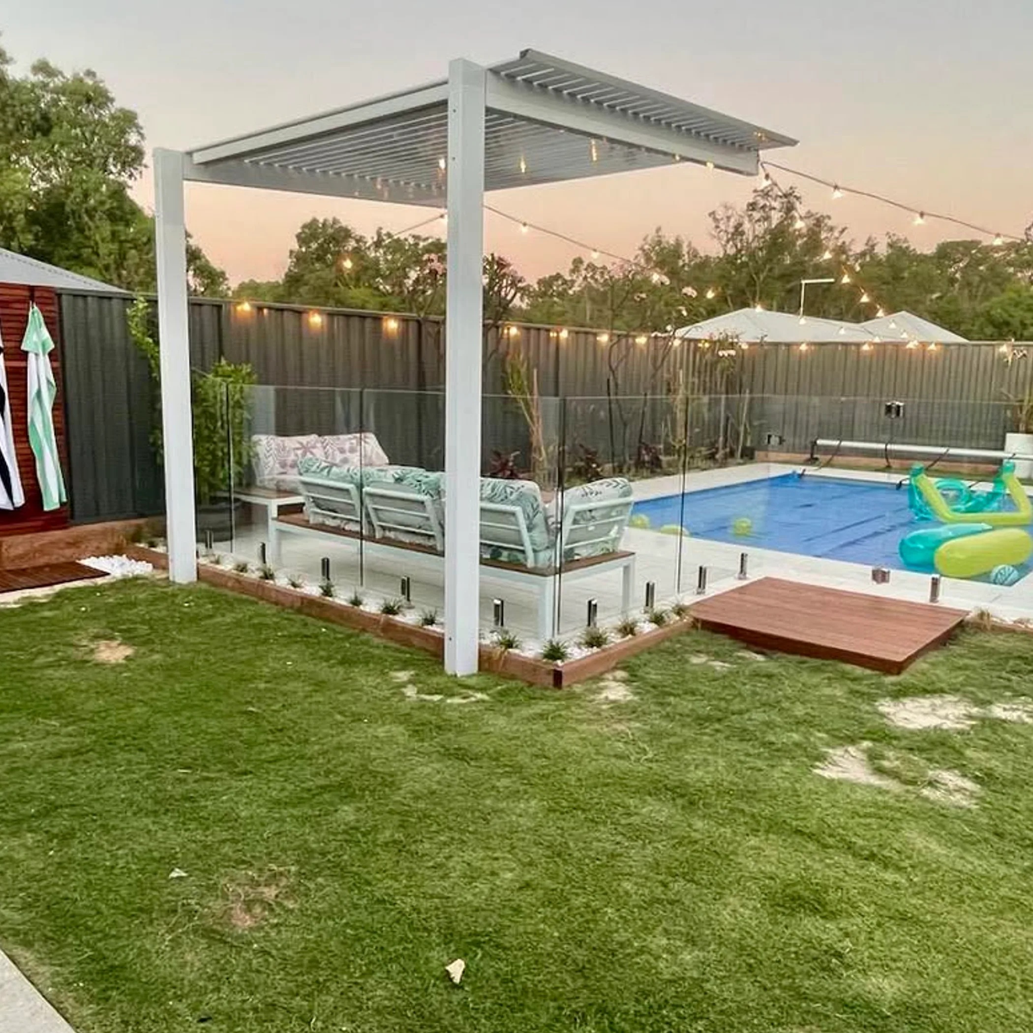 outdoor living zone with pergola